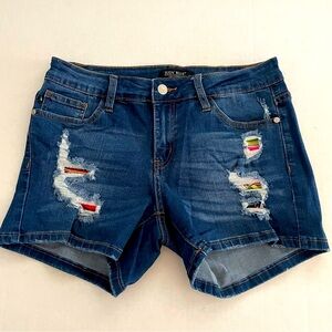 EUC - Judy Blue Distressed Shorts (w/ Pink Gradient fabric on pockets) (Sz: M)
